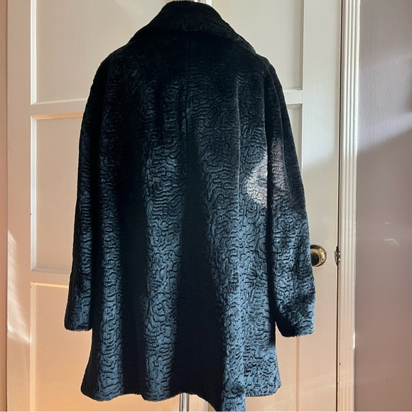 Vintage Textured Faux Fur Coat Sz L/Xl - Picture 10 of 10